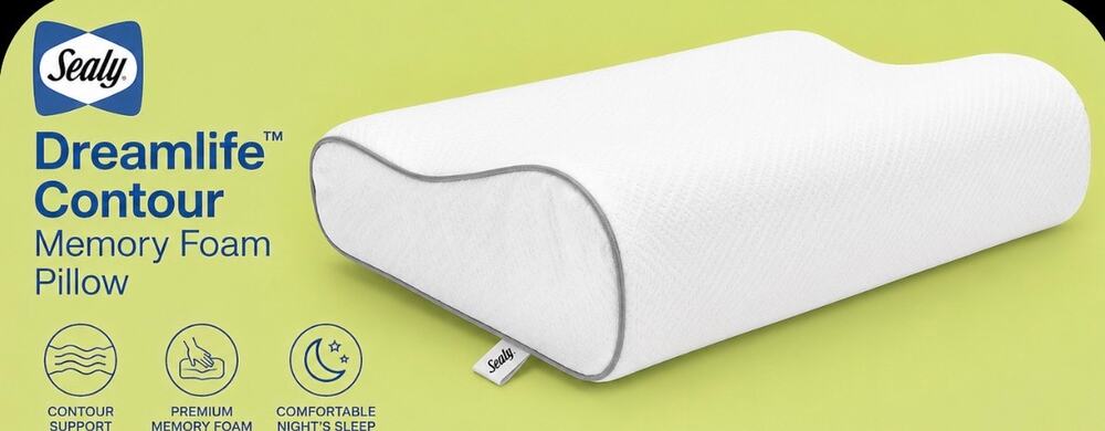 Sealy - Dreamlife Contour Memory Foam Pillow, Standard - White